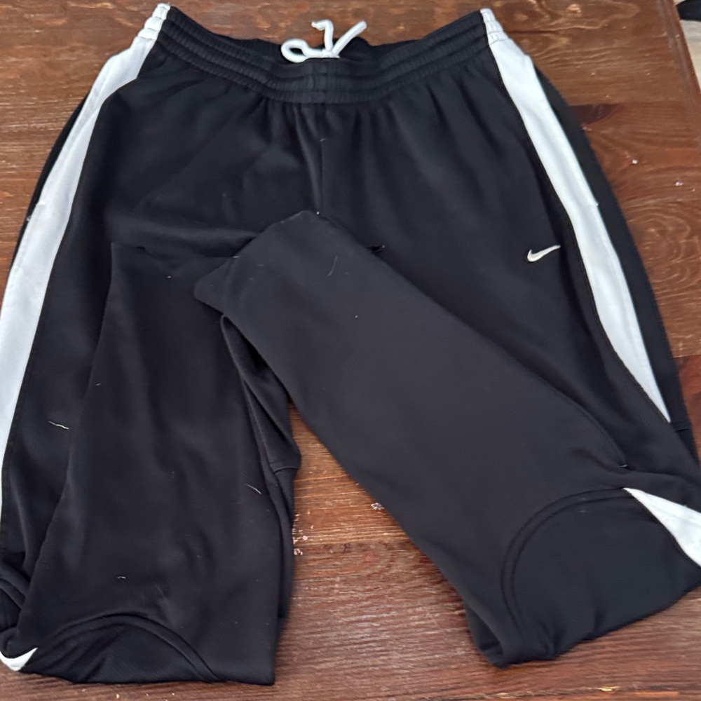 Nike Black Joggers with White Side Stripes - womens